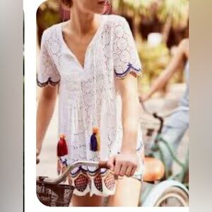 Hemant & nandita ivory sundress mini dress with embroidery size XS